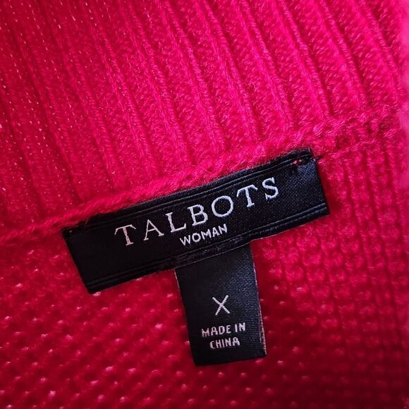 Talbots turtleneck red long sweater lambswool blend - Picture 2 of 4